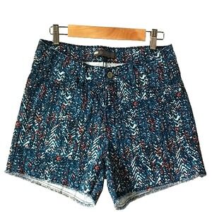 Levis Denim Jean Short Women 12 L Fray Hem Cut Off Festival Boho Print 4" Inseam